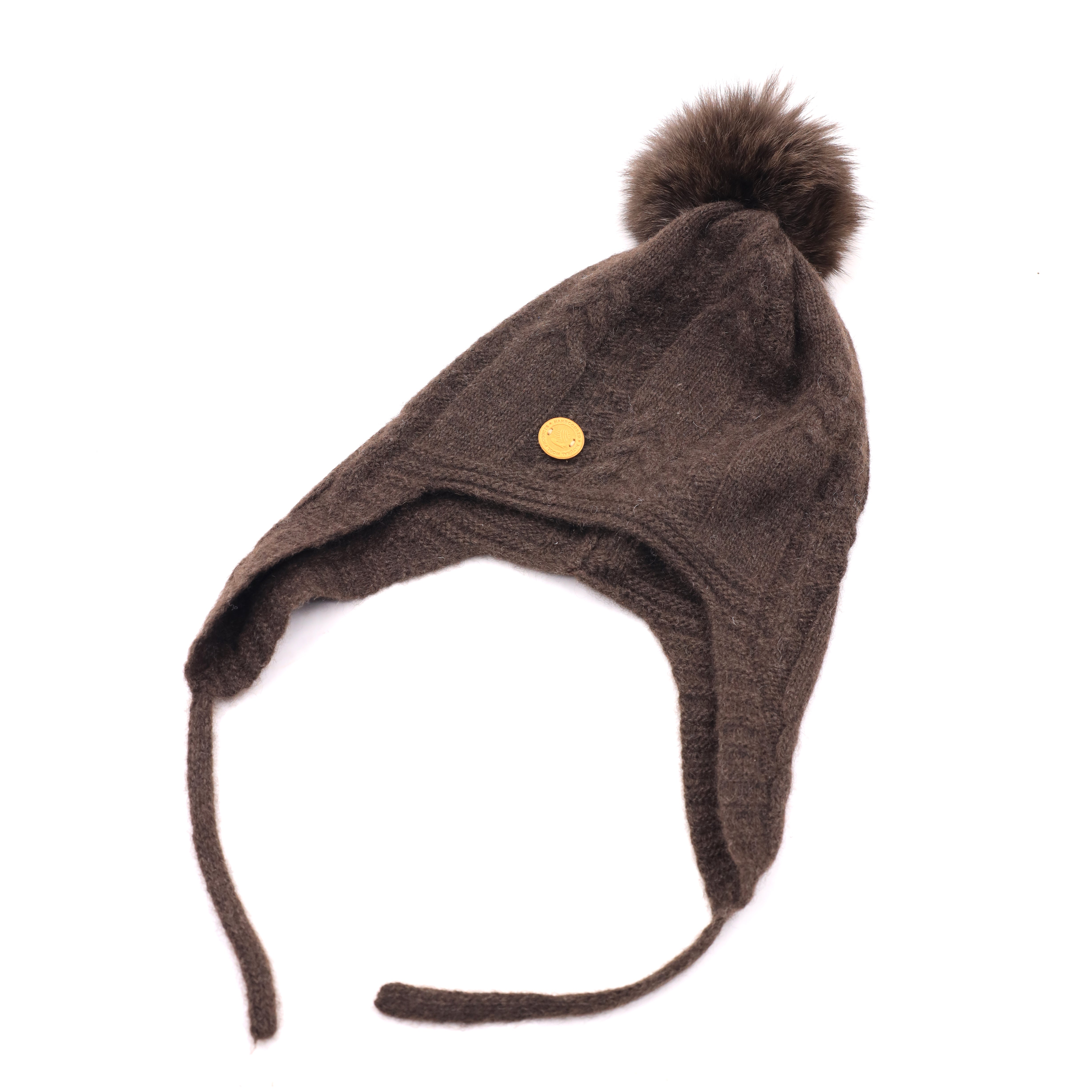 Yak Down Cable Knitted Hat Unisex Pure Yak Down Ear Flap Hat Pom pom Hat