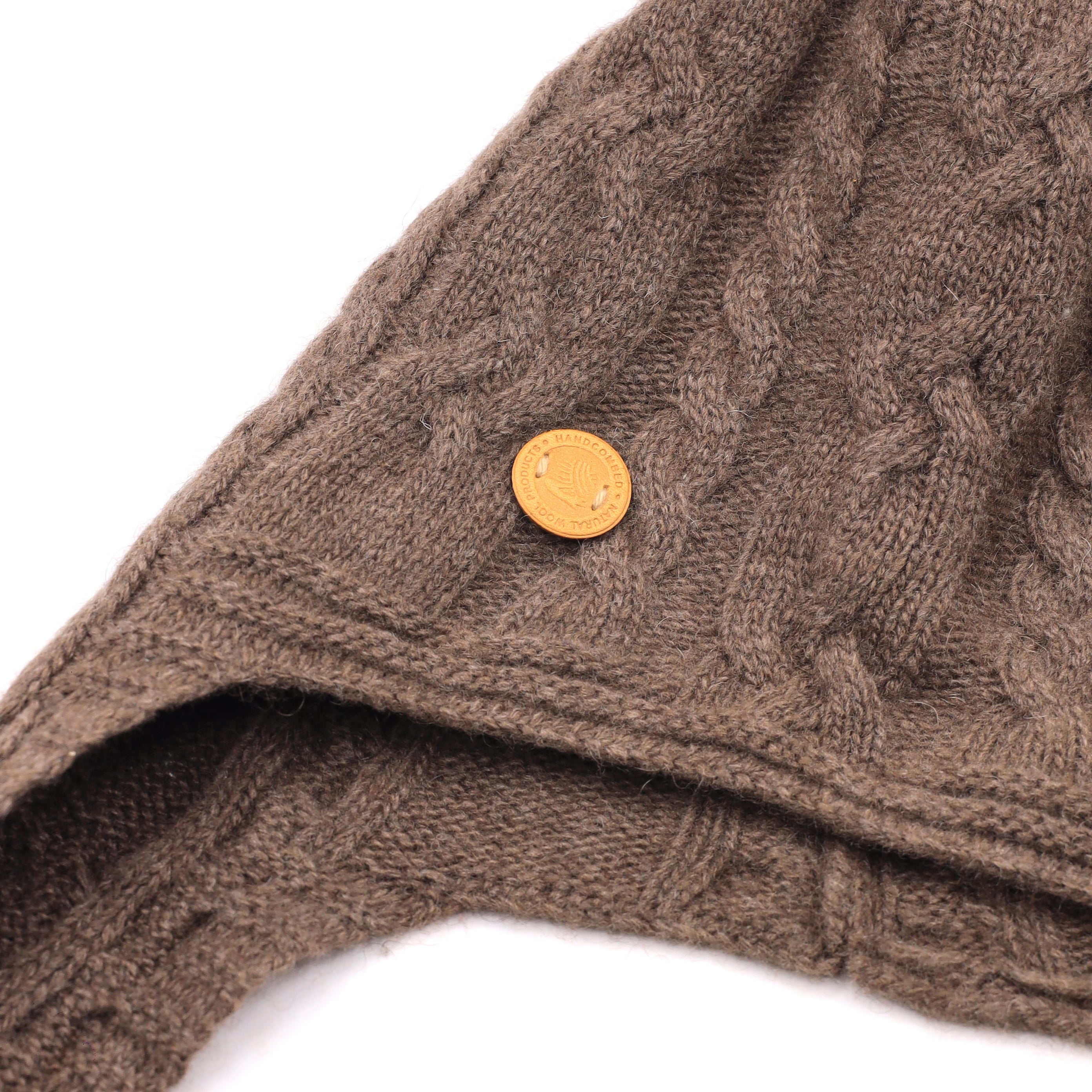 Brown Earflap Yak Down Hat Super Warm Wool Hat Winter Hat Pom pom Hat