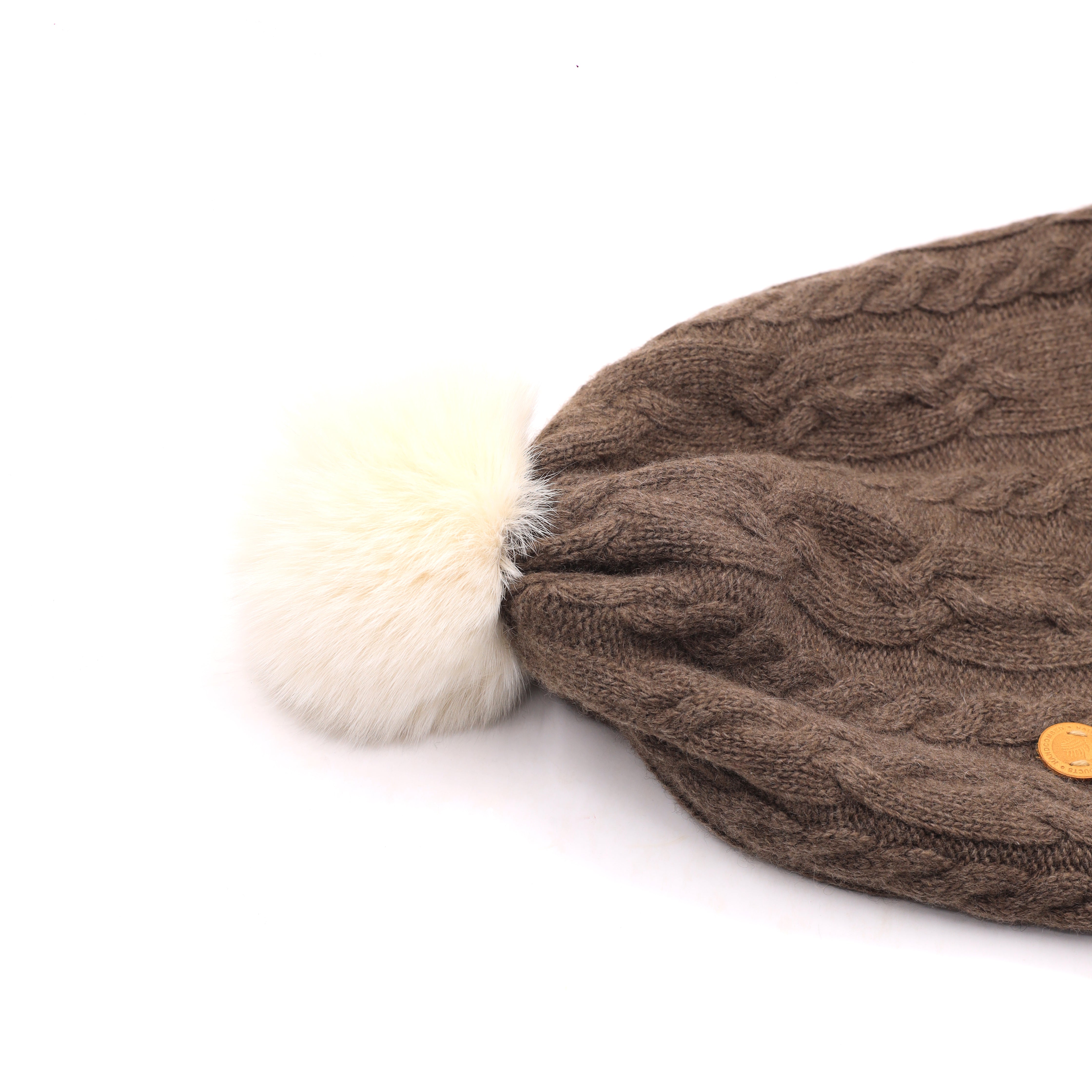 Brown Earflap Yak Down Hat Super Warm Wool Hat Winter Hat Pom pom Hat