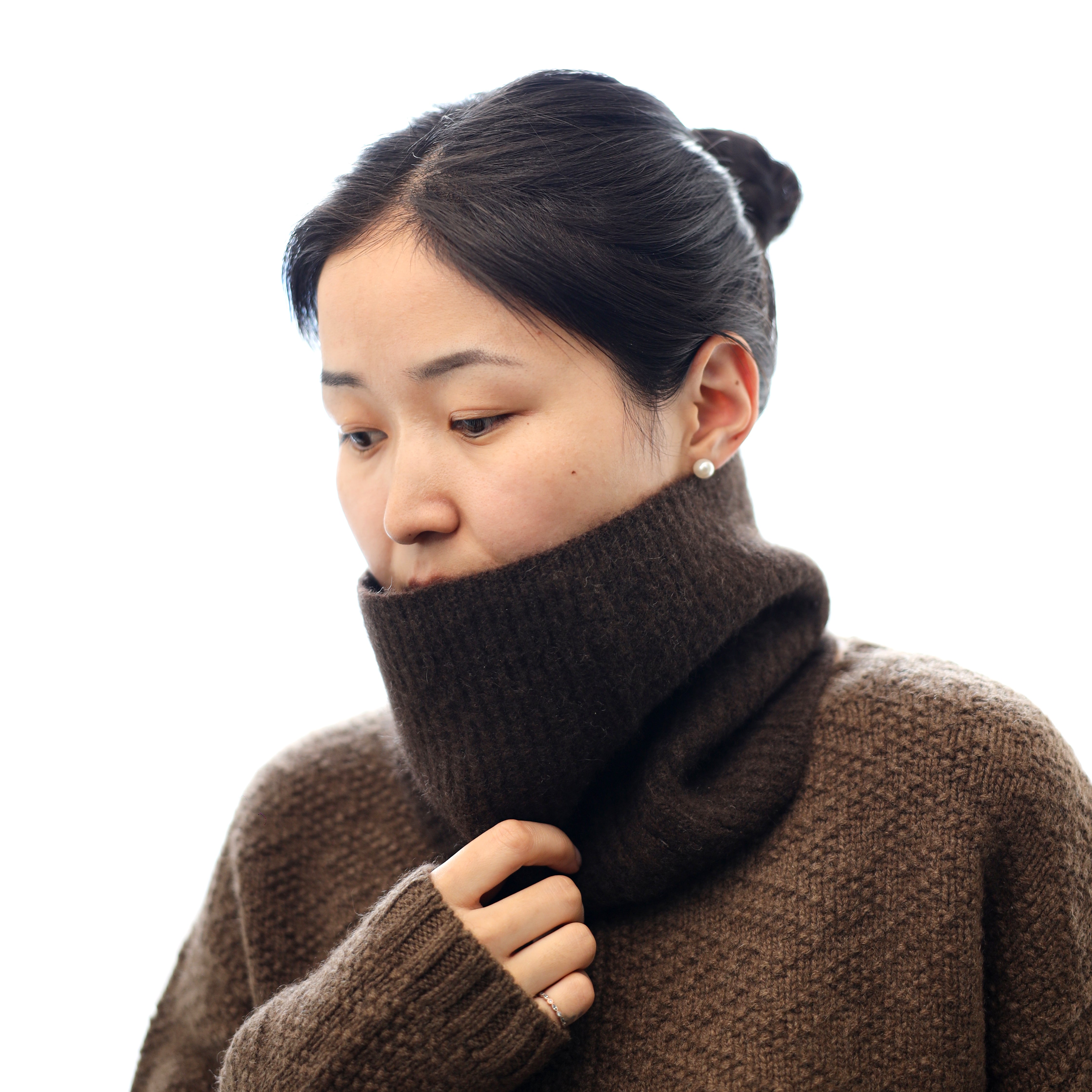 Yak Wool Neck Warmer Women Mongolian Organic Wool Rib Snood Natural Yak Unisex Neck Wrap