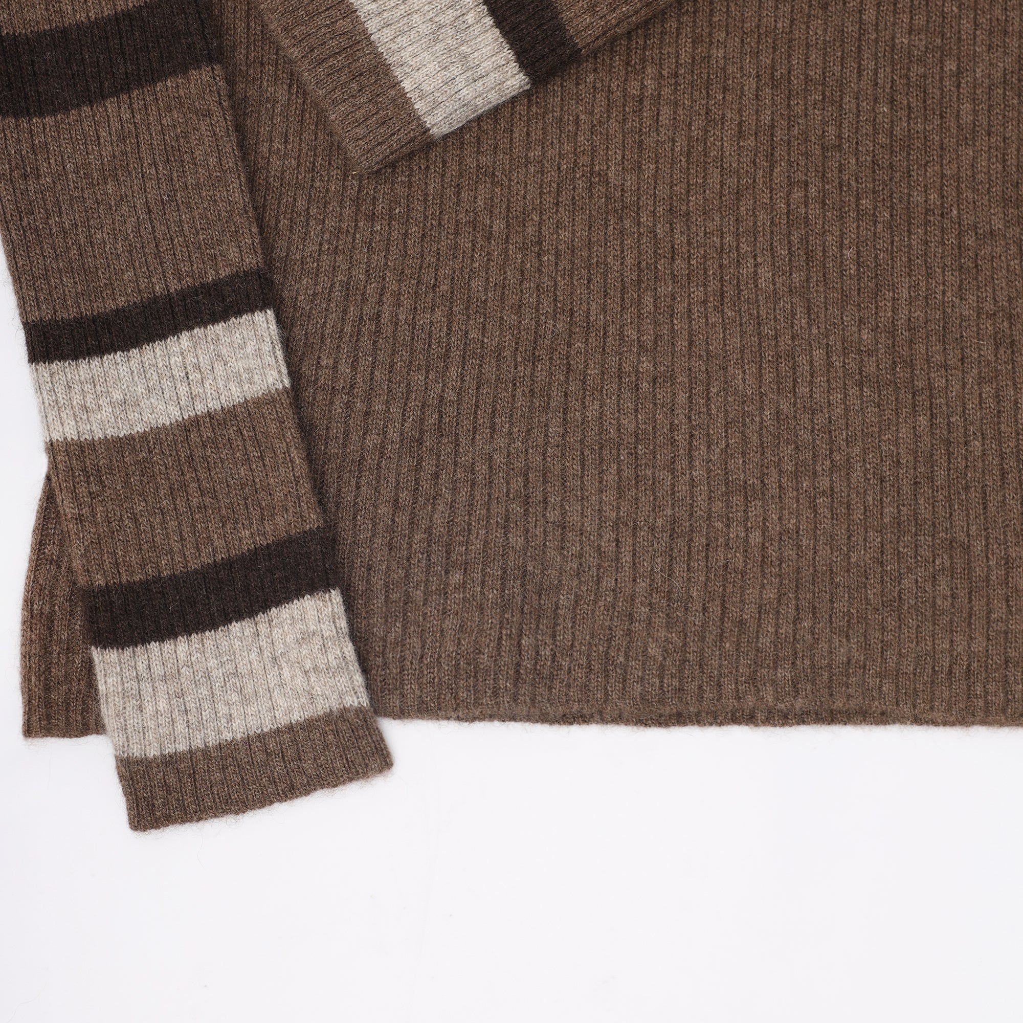 Mongolian Yak Wool Sweater Cozy High Neck Pullover Soft Insulating Unique Contrast Sleeves