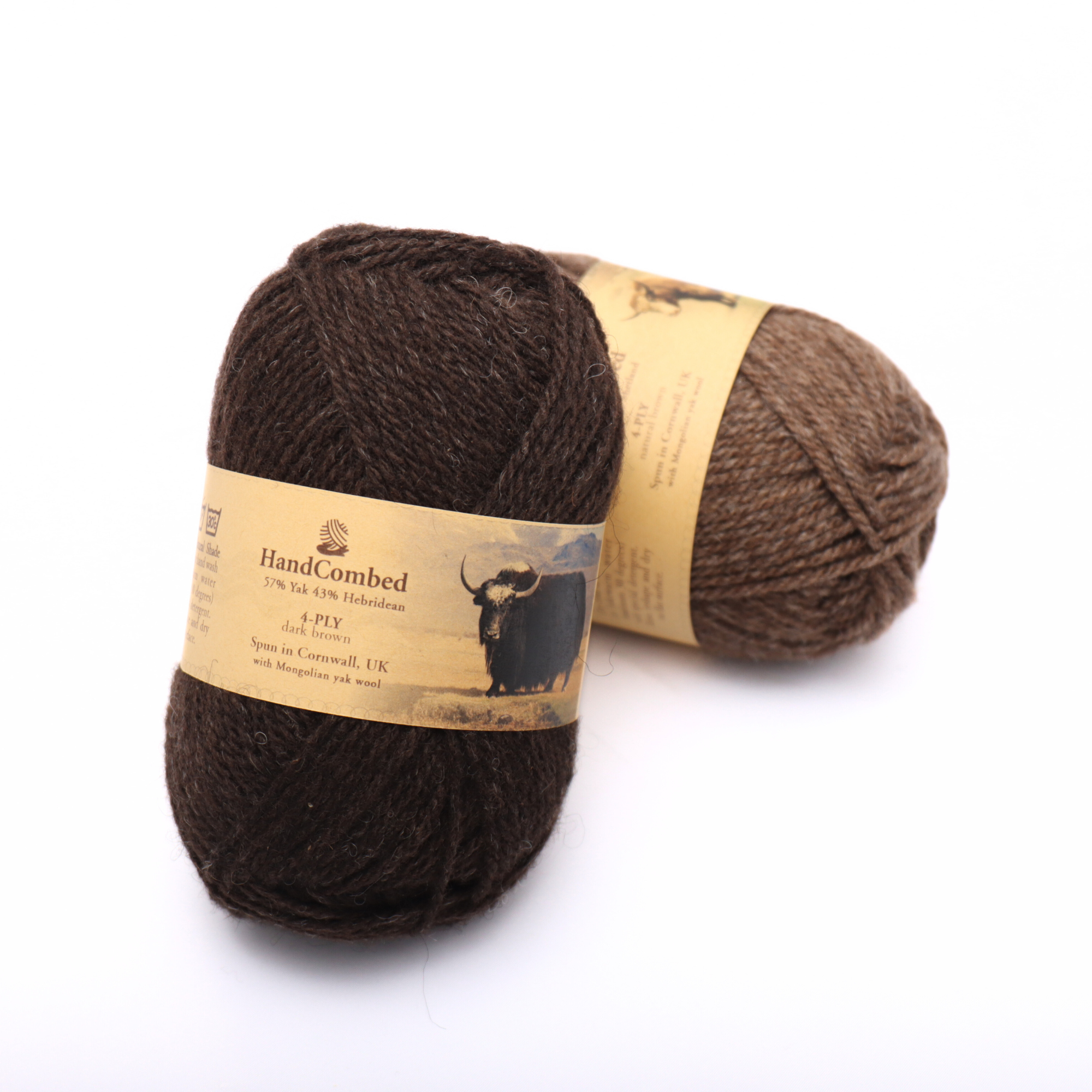 Natural 4-Ply Yarns Yak Wool Yak Wool Blend Yarn Natural & Sustainable Dark Brow/Natural Brown