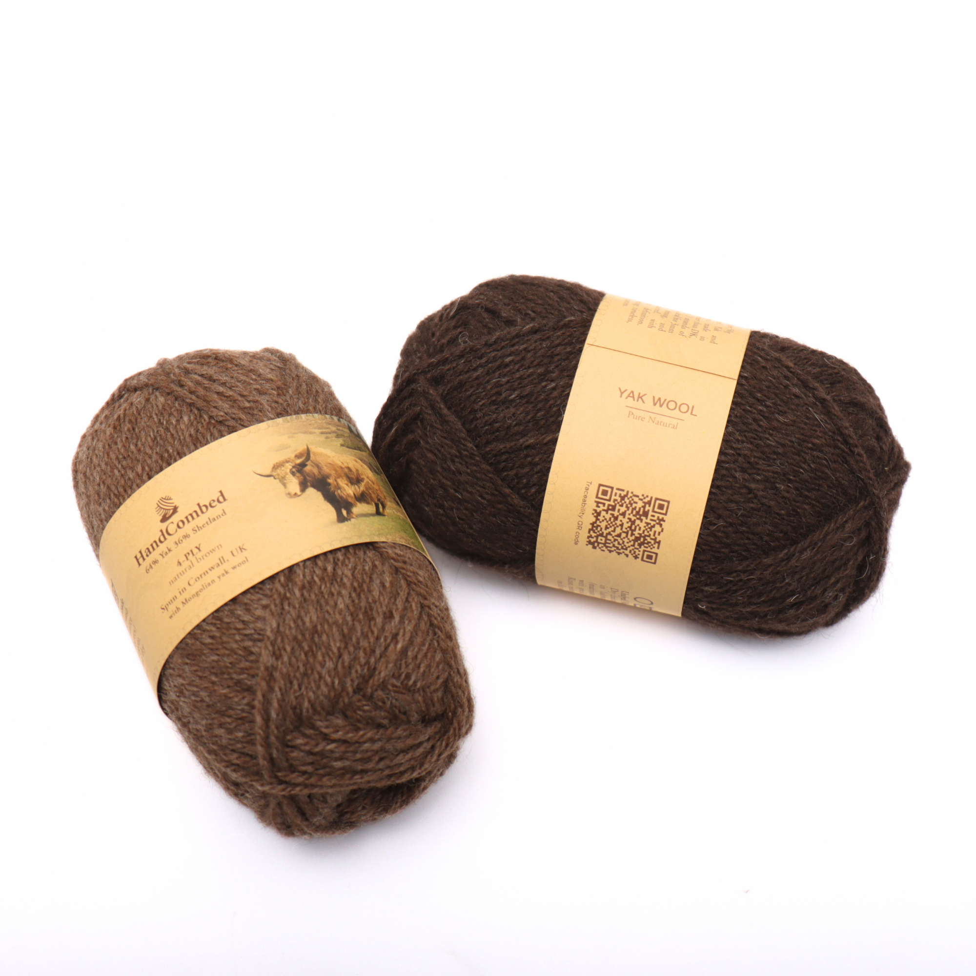 Natural 4-Ply Yarns Yak Wool Yak Wool Blend Yarn Natural & Sustainable Dark Brow/Natural Brown