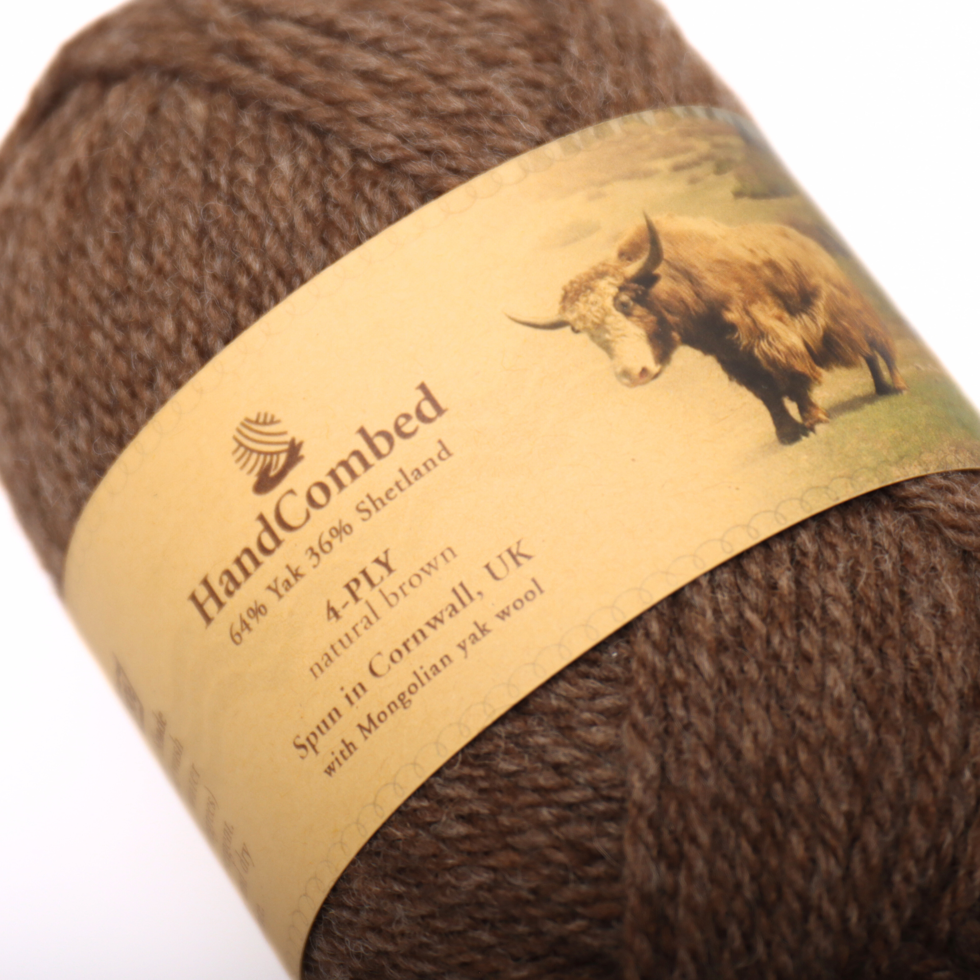 Natural 4-Ply Yarns Yak Wool Yak Wool Blend Yarn Natural & Sustainable Dark Brow/Natural Brown