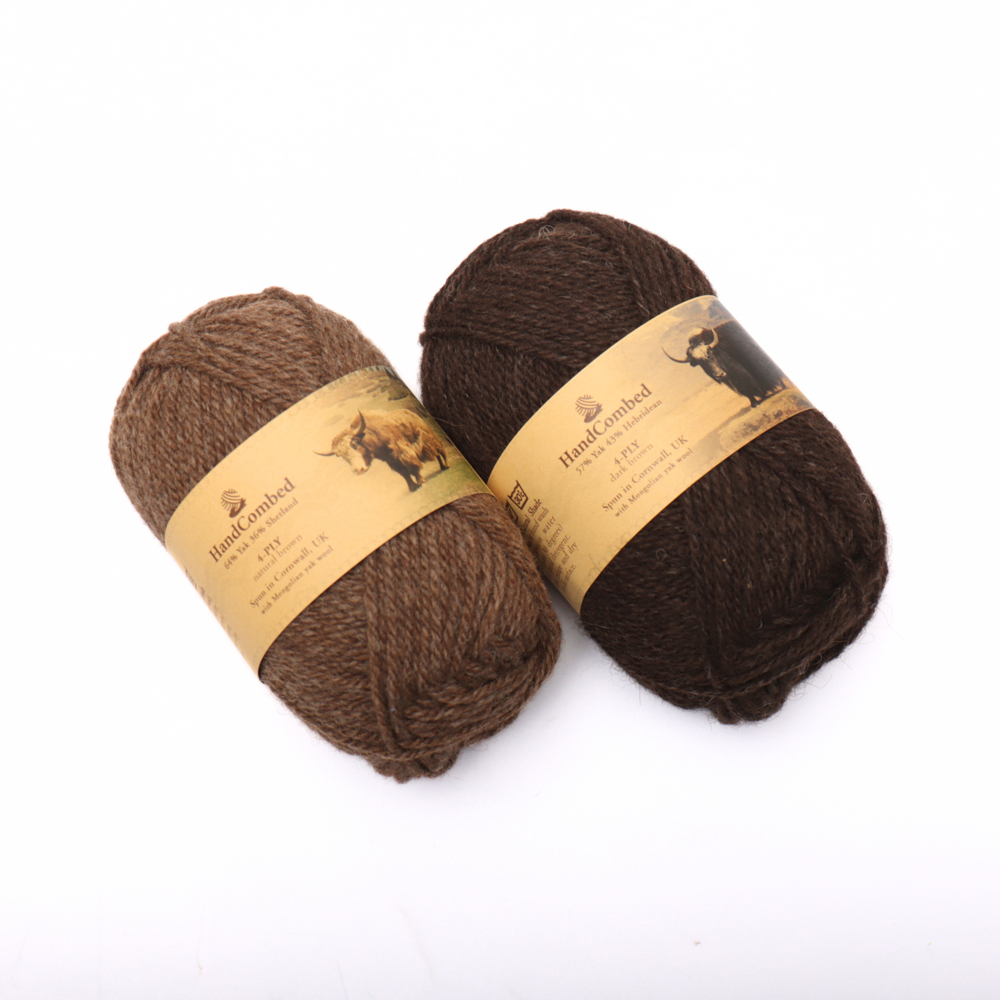 Natural 4-Ply Yarns Yak Wool Yak Wool Blend Yarn Natural & Sustainable Dark Brow/Natural Brown