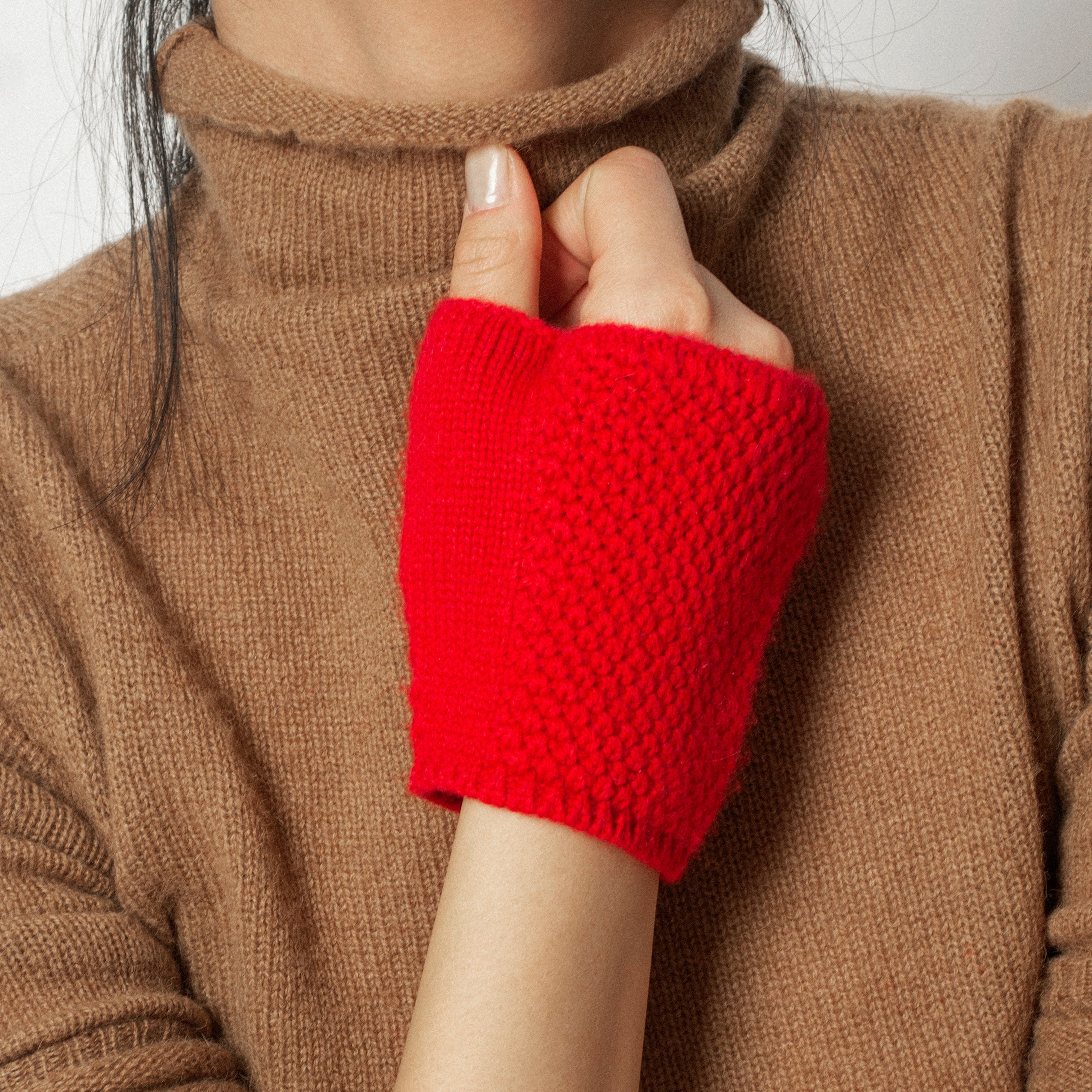 100% Cashmere Handwarmers Made with Cathartic Red Yarn