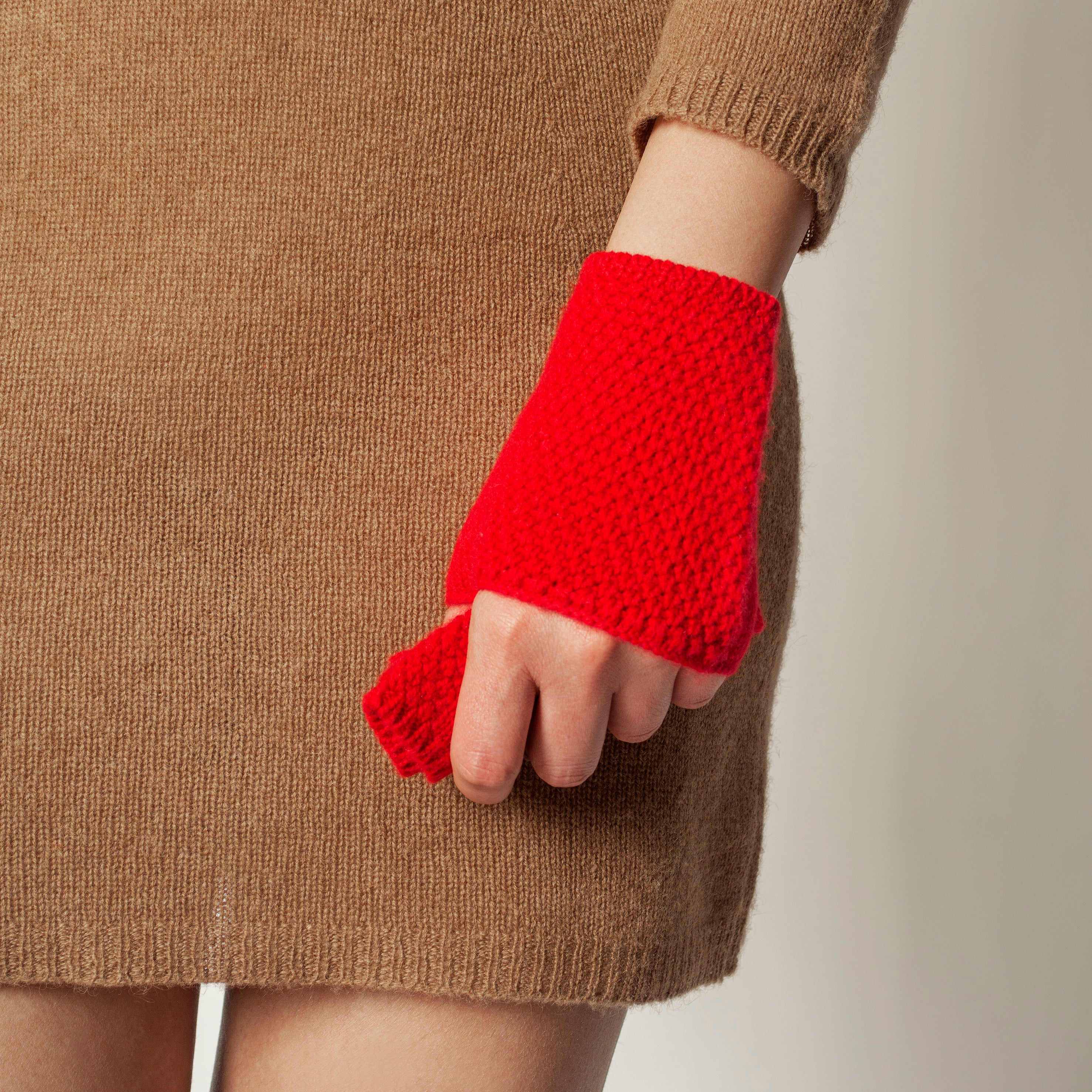100% Cashmere Handwarmers Made with Cathartic Red Yarn