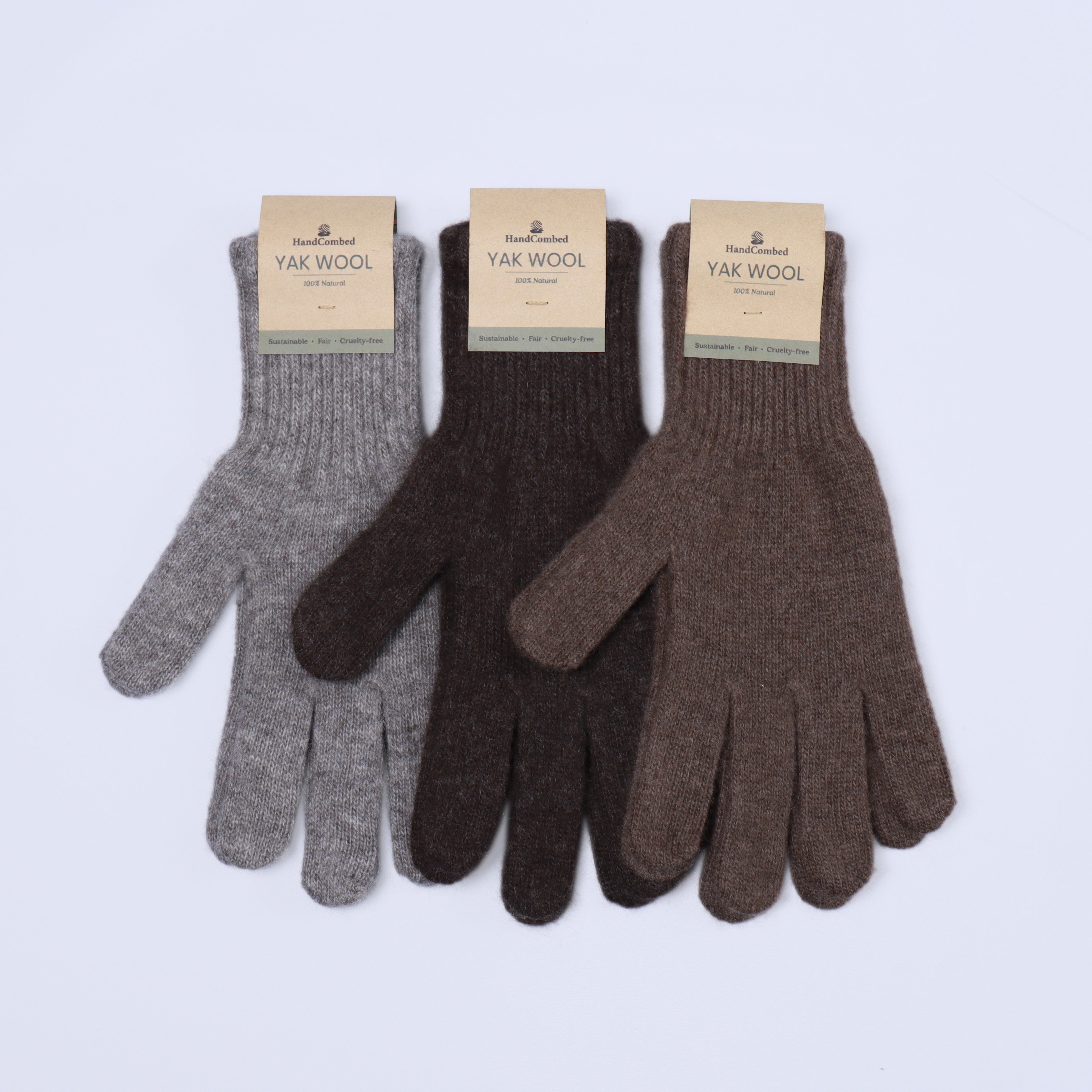 Mongolian Yak Wool Gloves Sustainable Warm 100% Natural Wool