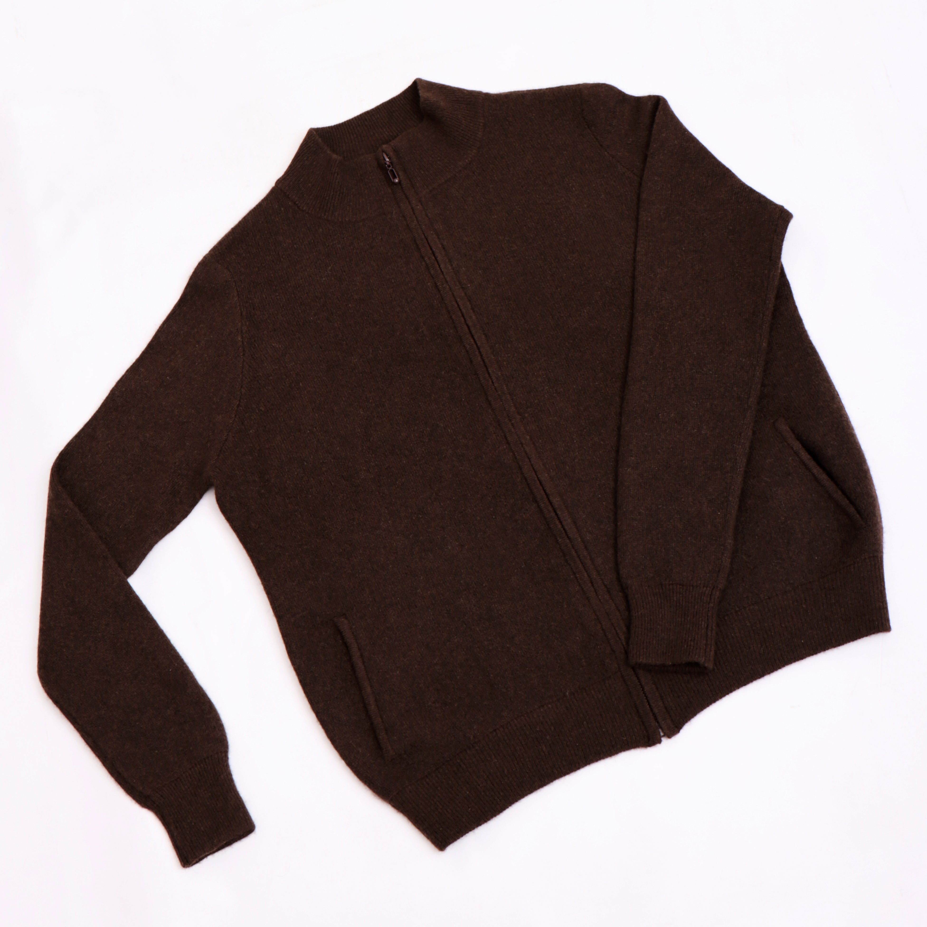 Mongolian Natural Yak Cardigan for Man Yak Wool Zip Cardigan Mens High Neck Pullover