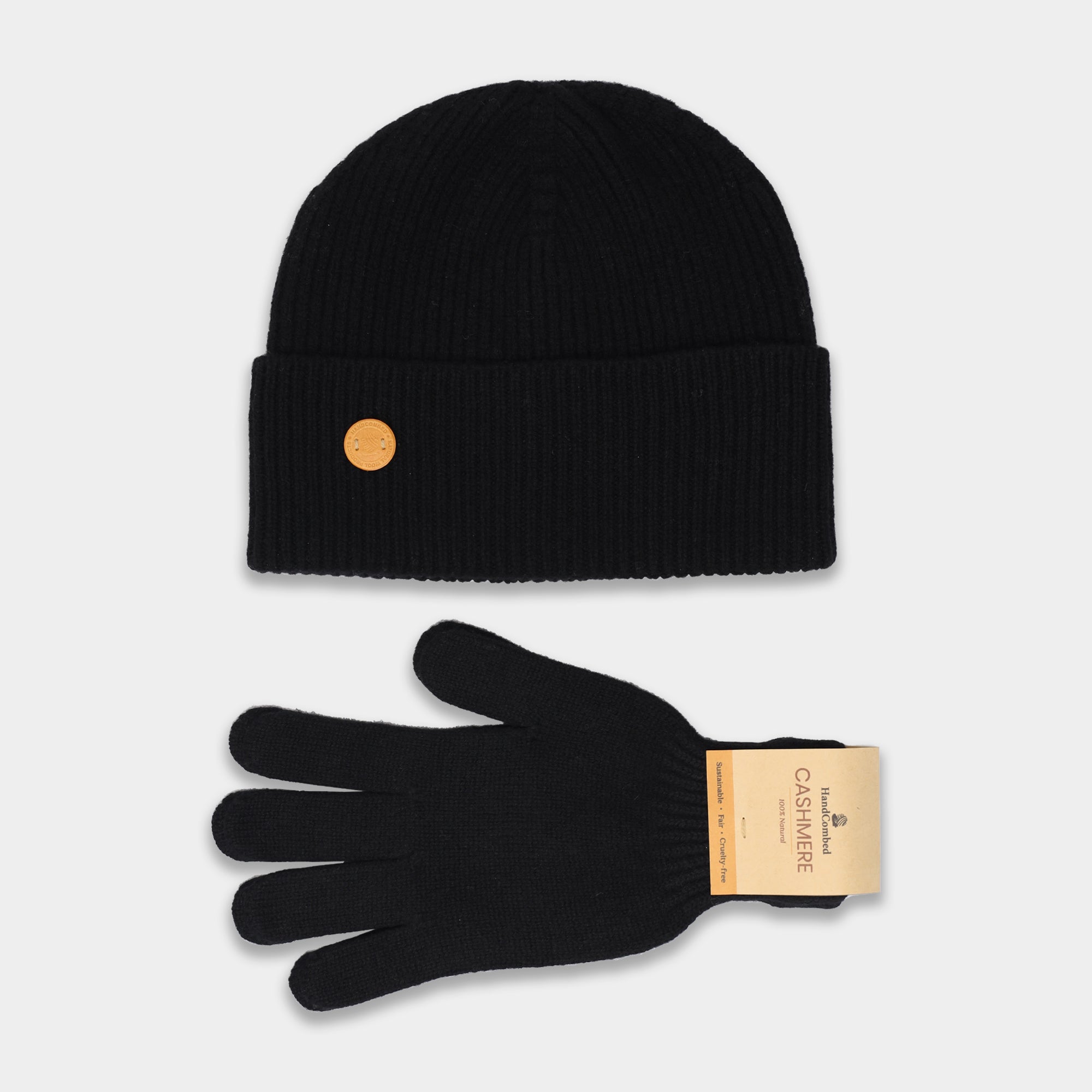 Luxury Cashmere Wool Hat & Gloves Set Warm Soft Stylish