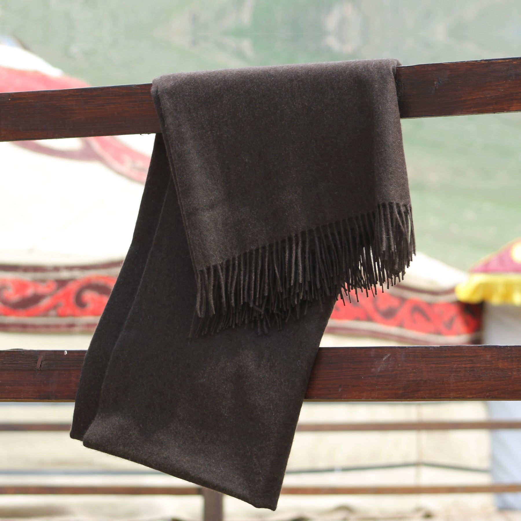 Organic Yak Down Blanket Yak Wool Throw Plaid Super Warm Wool Blanket Travel Blanket - Dark Brown