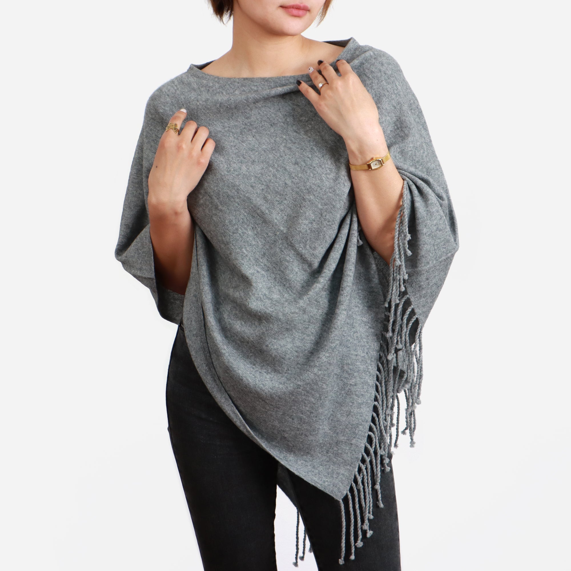 Cashmere Fringed Thin Poncho