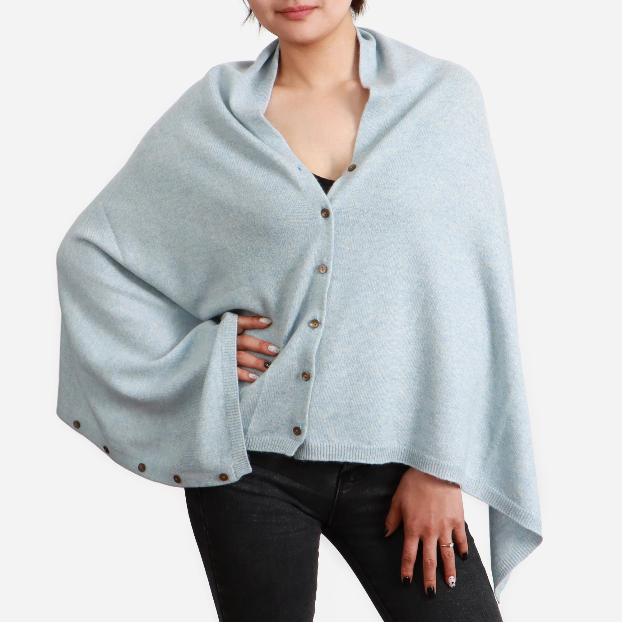 Buttoned Thin Poncho