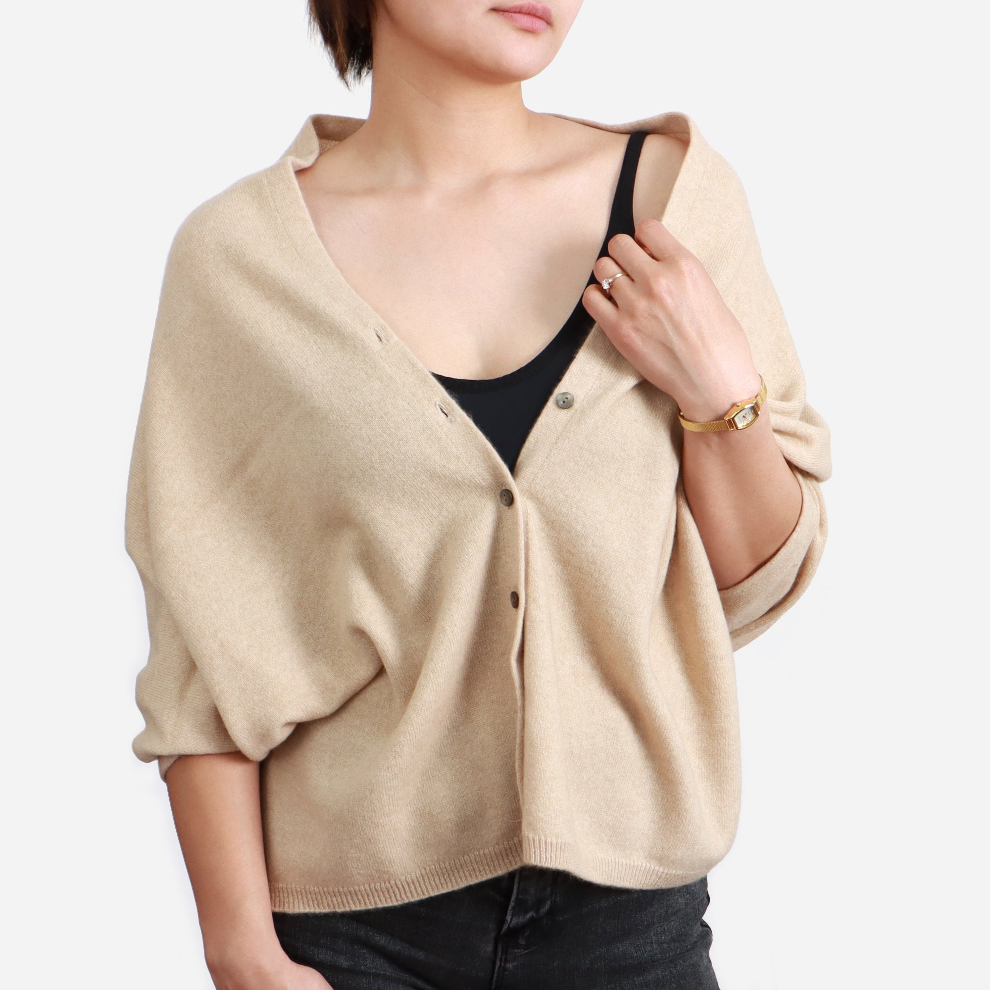 Buttoned Thin Poncho