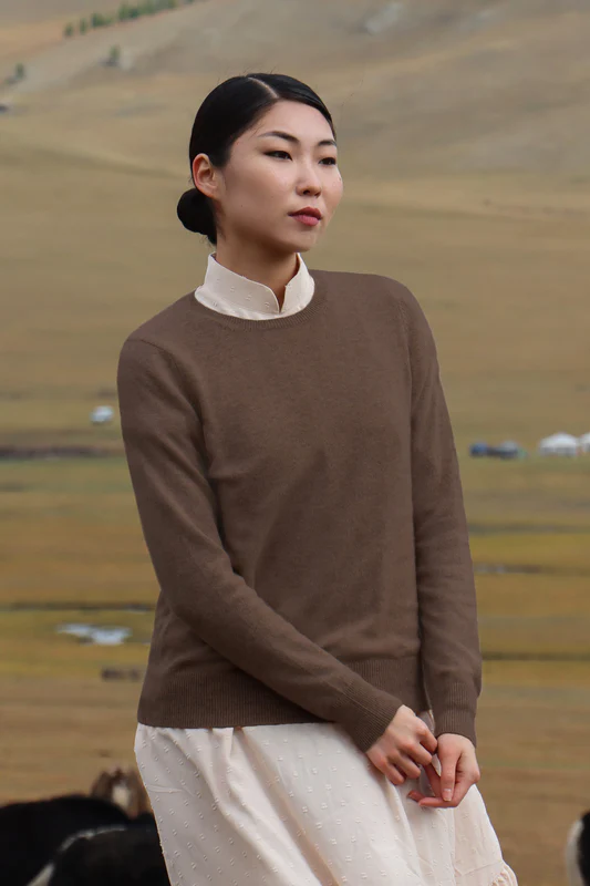 Hunleg Yak Wool Womens Classic Crew Neck Sweater