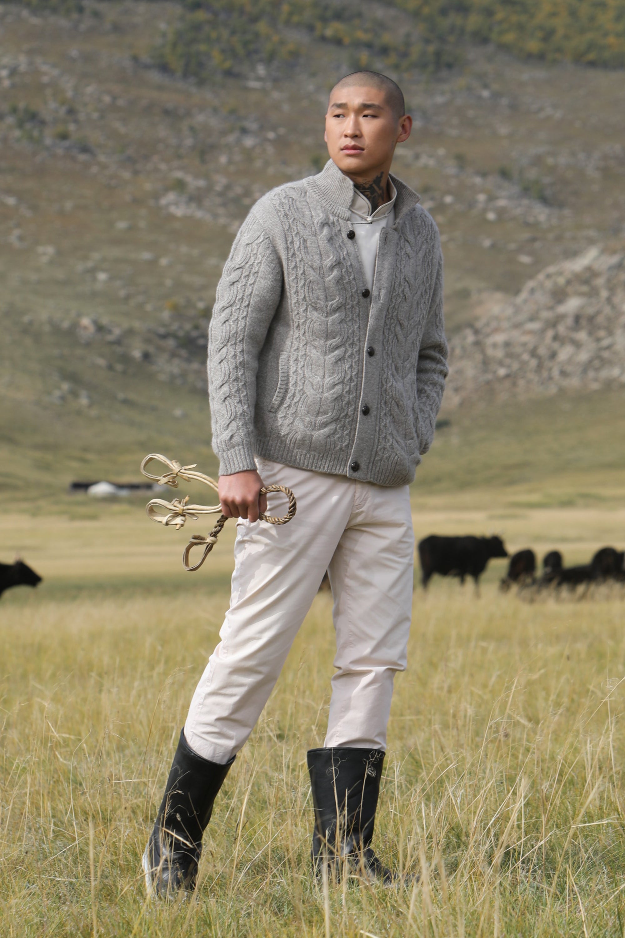 100% Natural Yak Wool Cardigan Mens Jumper Soft Sustainable Luxury Fashion