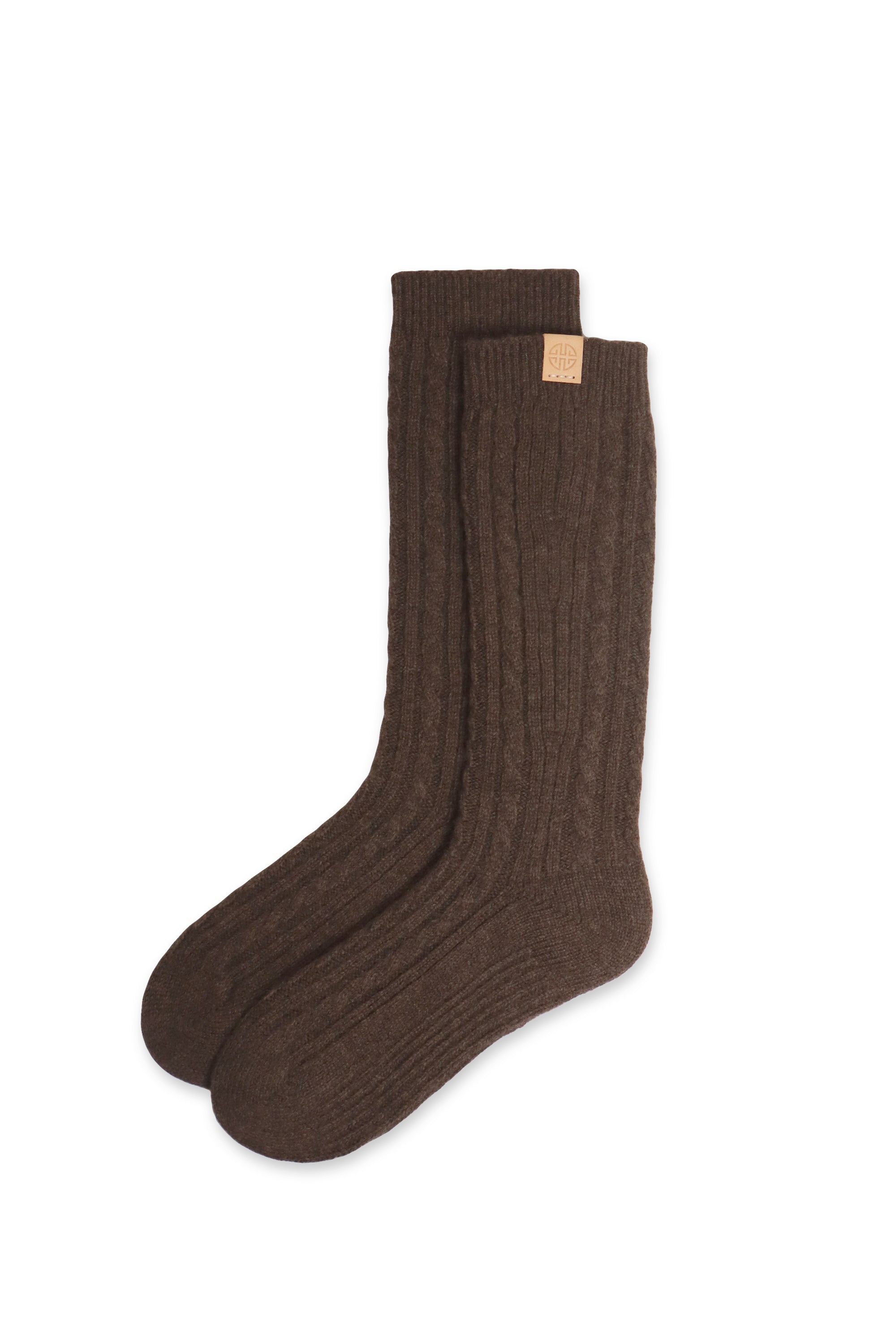 Yak Wool Cable Knit Knee High Socks Warm Natural Bed Socks