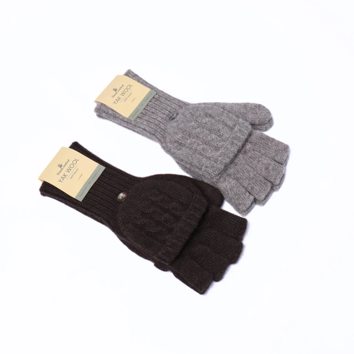 Convertible Mitten Mongolian Pure Yak Wool Flap Mittens 100% Yak Fingerless Gloves Winter Gloves