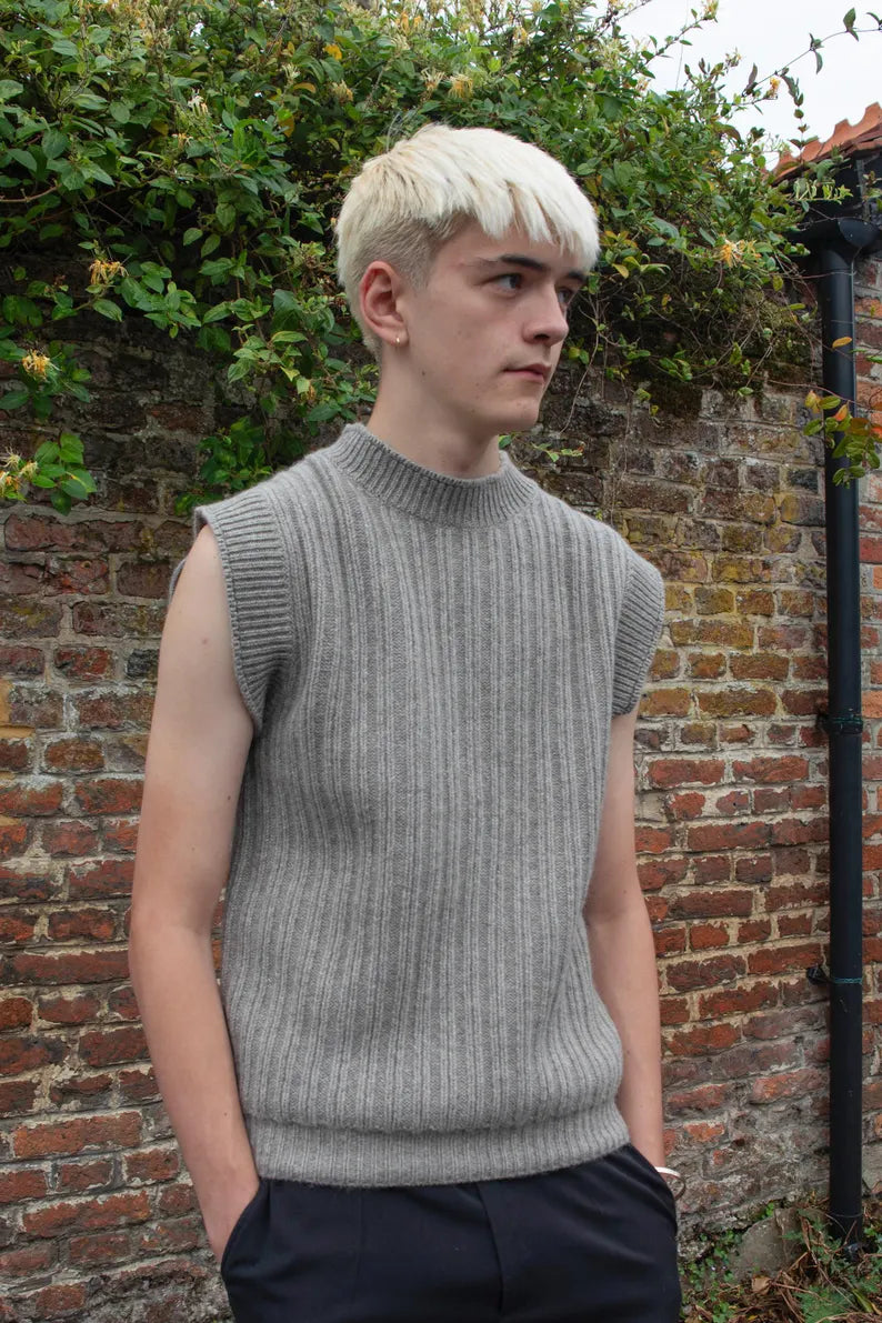 Sustainable Yak Wool C-Neck Vest Unisex Cozy Knitwear