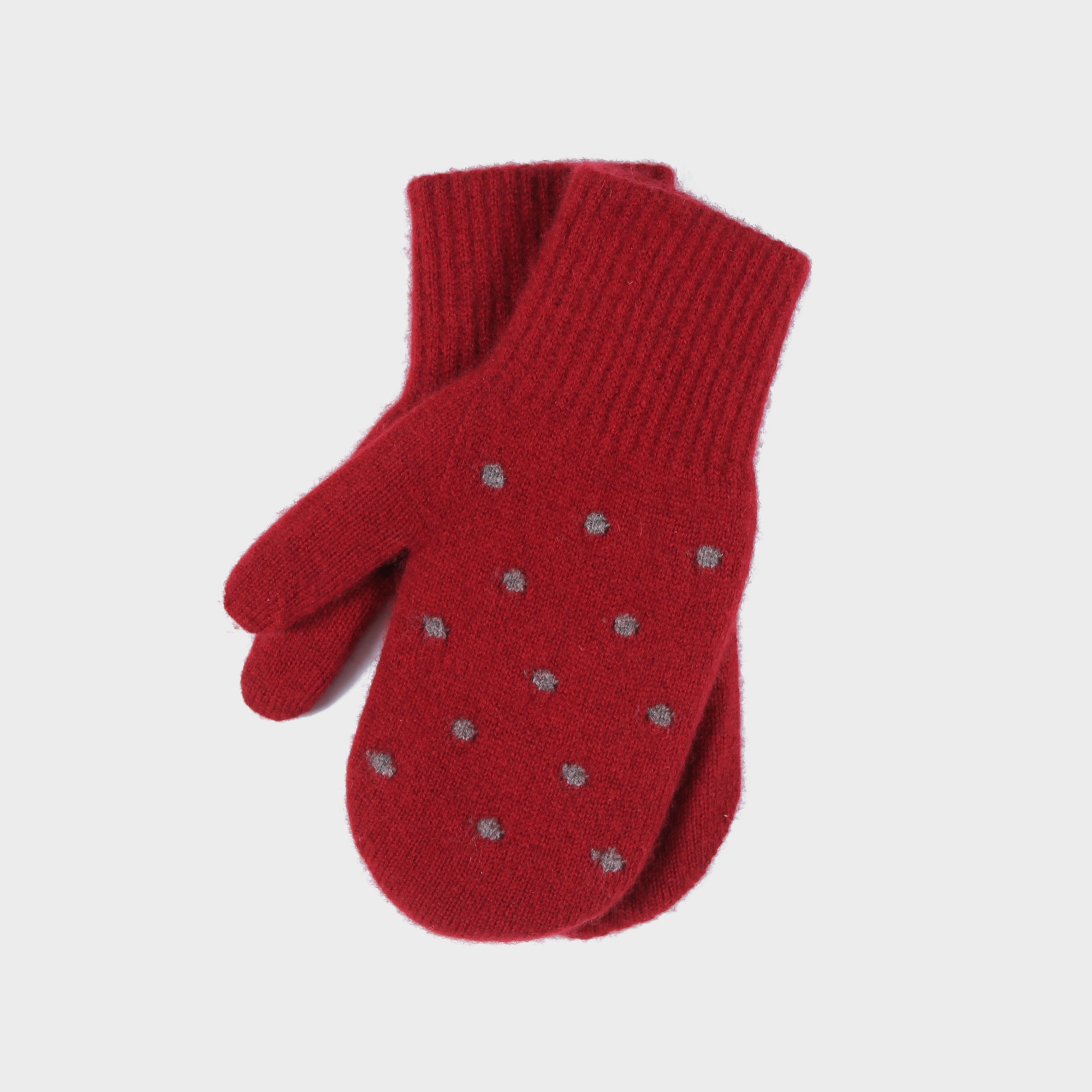 Natural Wool Mittens with Dotted Pattern