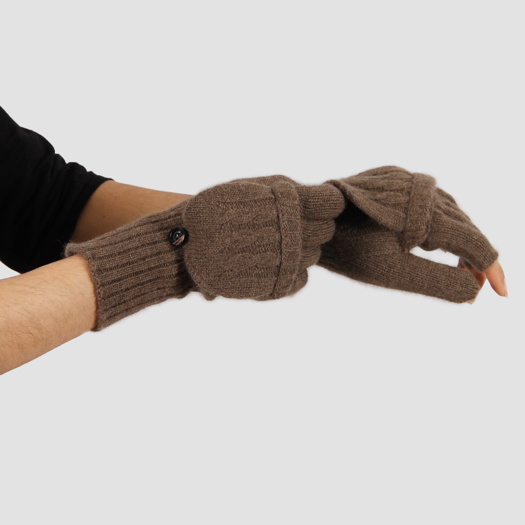 Convertible Mitten Mongolian Pure Yak Wool Flap Mittens 100% Yak Fingerless Gloves Winter Gloves