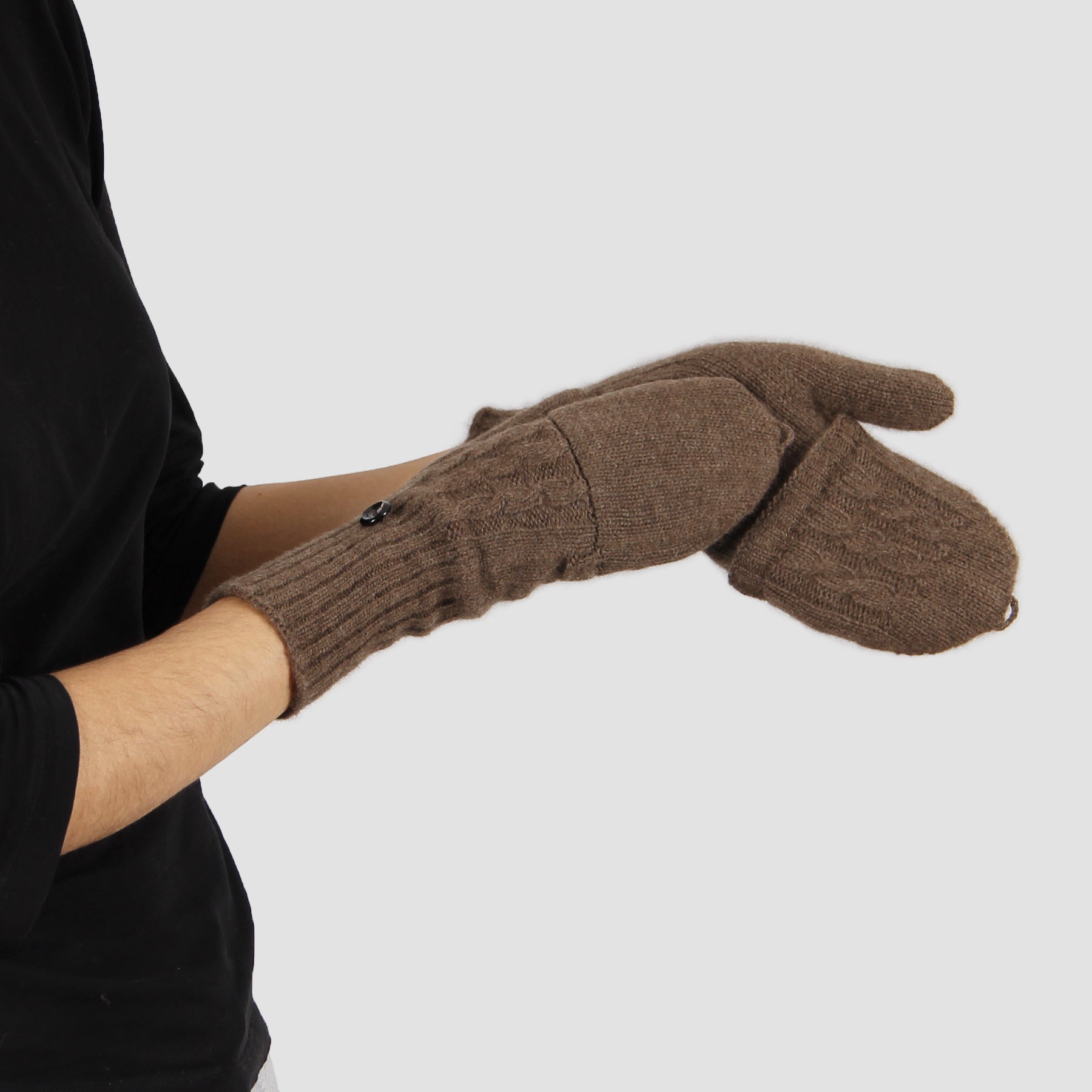 Convertible Mitten Mongolian Pure Yak Wool Flap Mittens 100% Yak Fingerless Gloves Winter Gloves